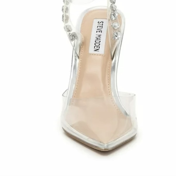 Steve Madden Clear Heels with Silver Accents - Picture 3 of 7